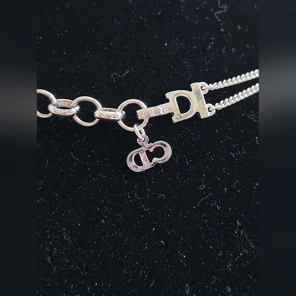 DIOR Enamel Charm Silver Tone Choker Necklace - Picture 5 of 5